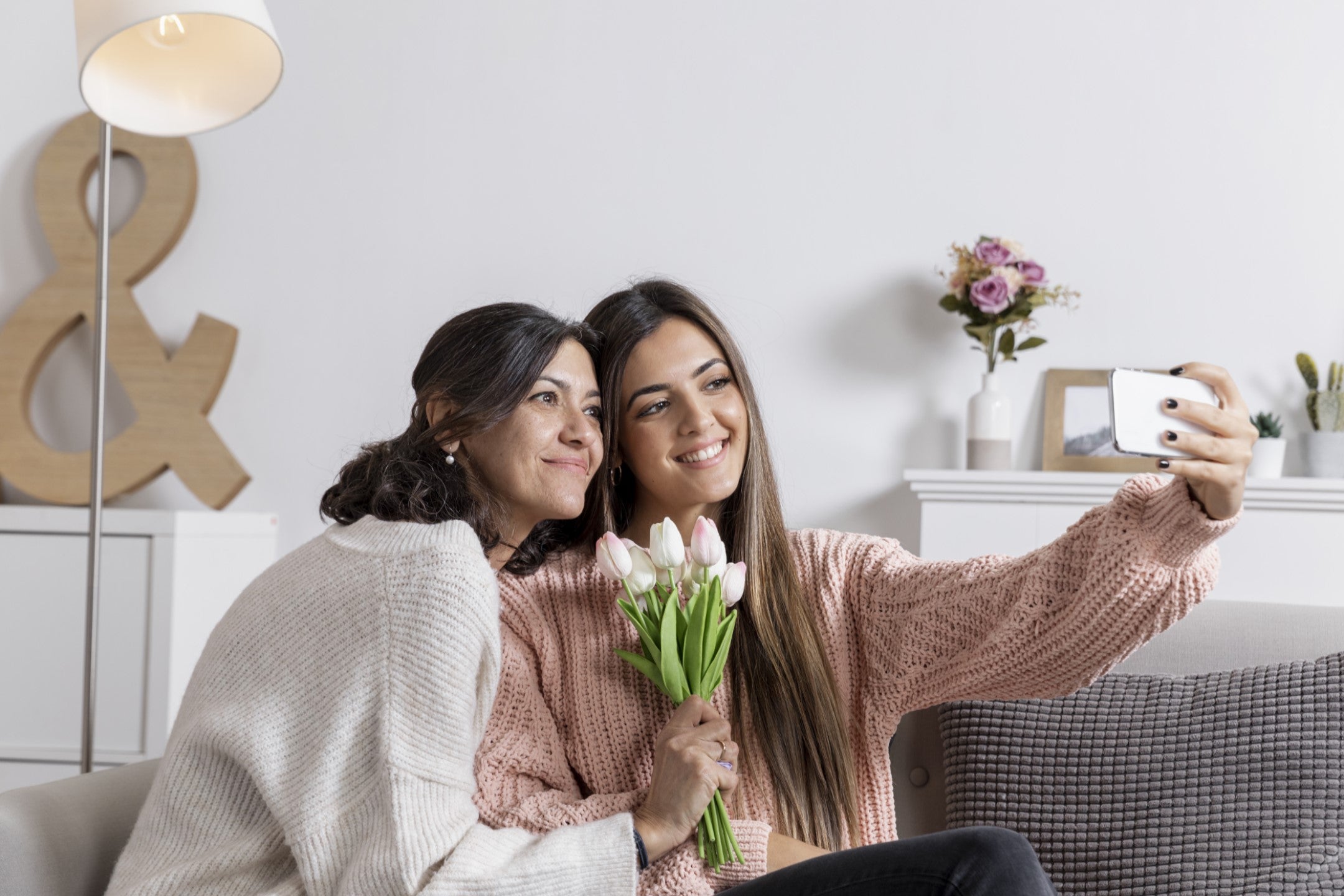 Mother and daughter celebrating Mother's Day.