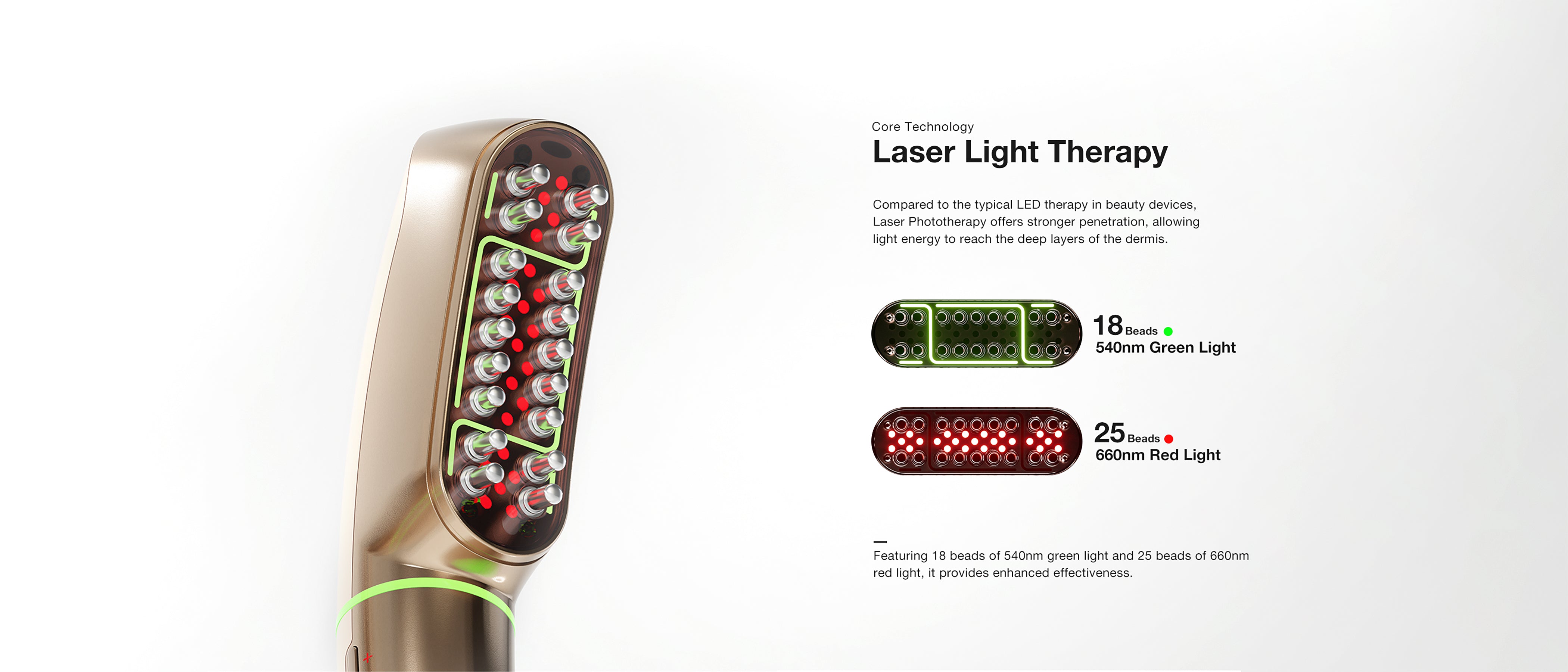 JOVS Laser Light Therapy Device with Red and Green Light for Deep Skin Penetration and Rejuvenation.