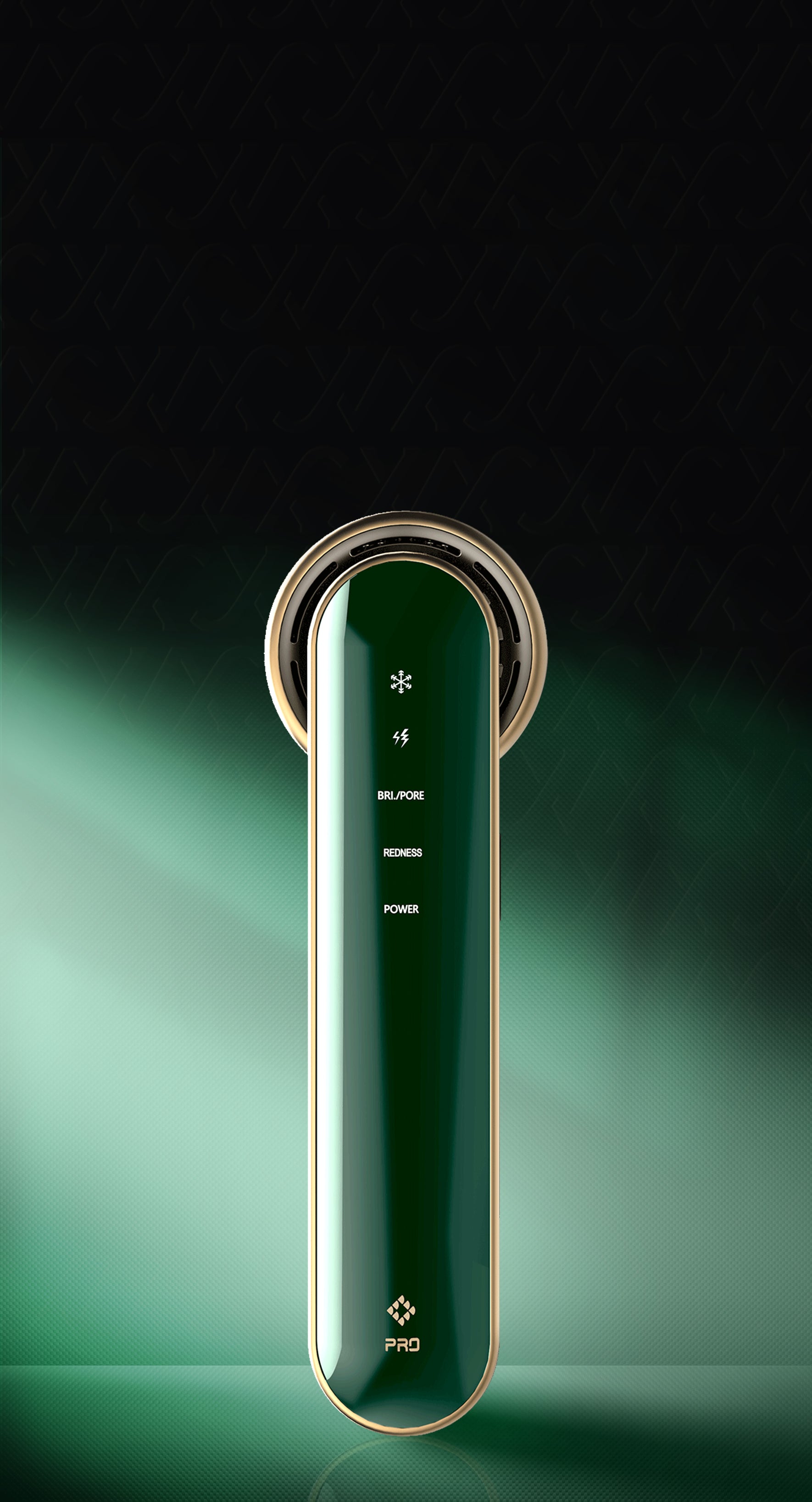 JOVS Blacken PRO DPL Photofacial Skincare Device stands against a luxurious green background, highlighting the elegant design.