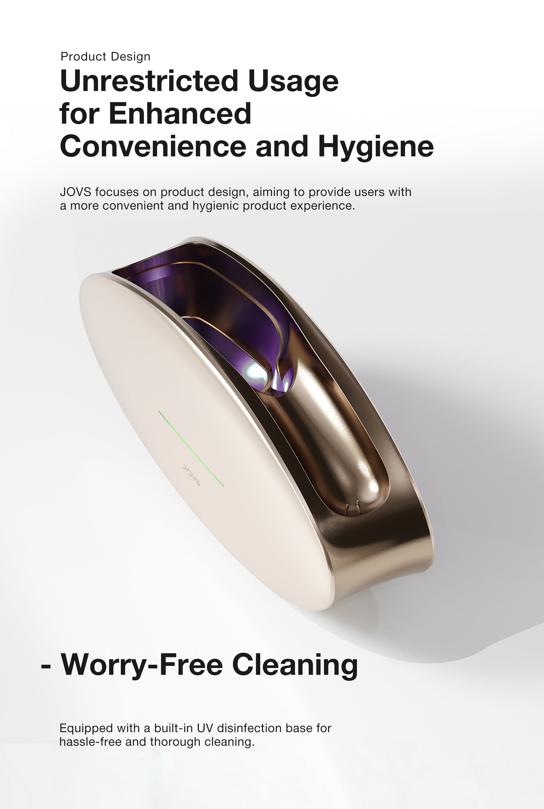 JOVS Slimax microcurrent full-body anti-aging device with built-in UV disinfection base for hygienic maintenance.