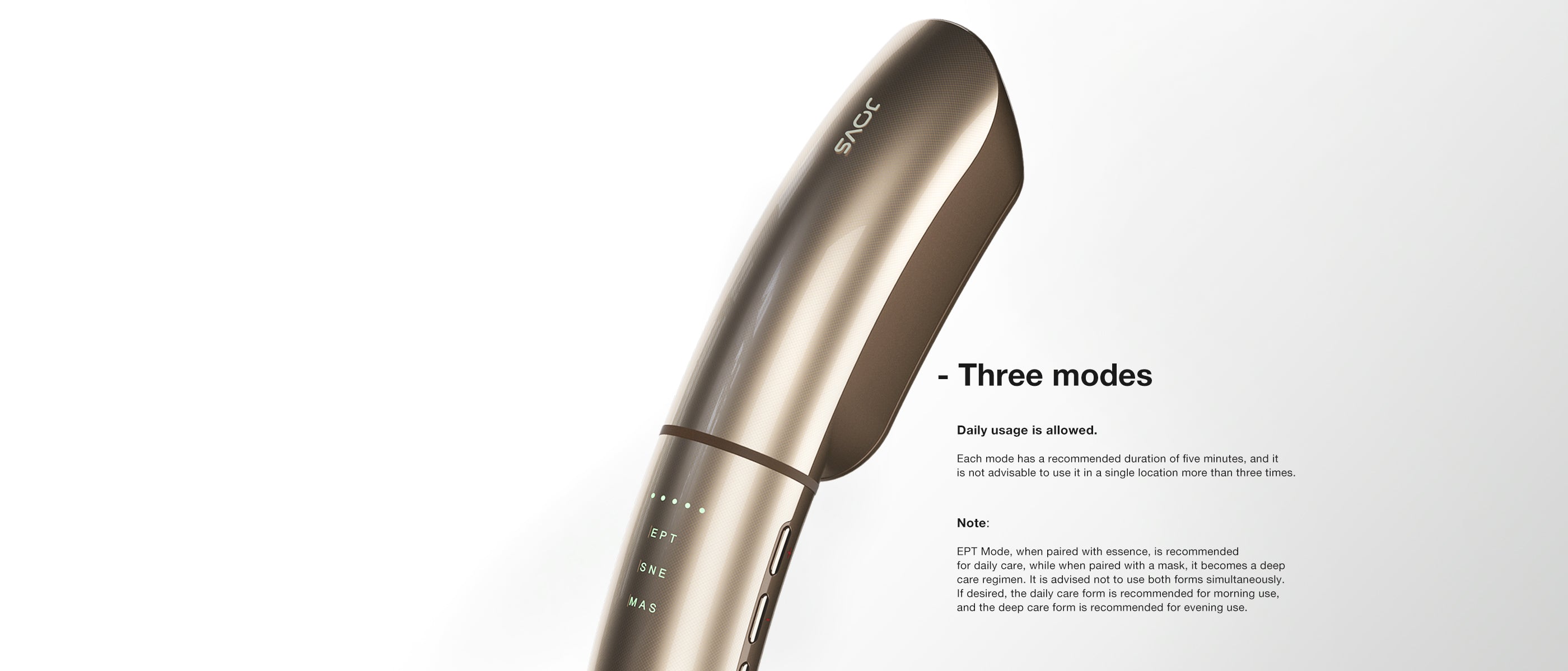 JOVS Slimax Anti-Aging Device showcasing three operational modes for daily skin care and rejuvenation.