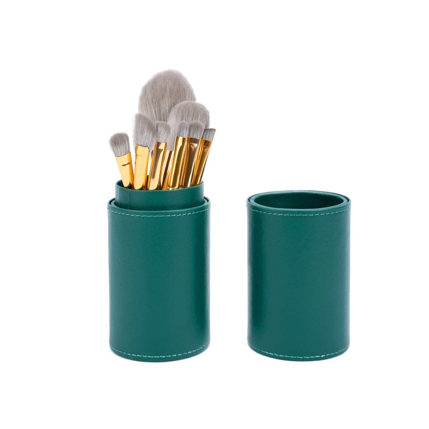 JOVS Customized Cosmetic Brushes 8pcs Set in Stylish Green Holder.