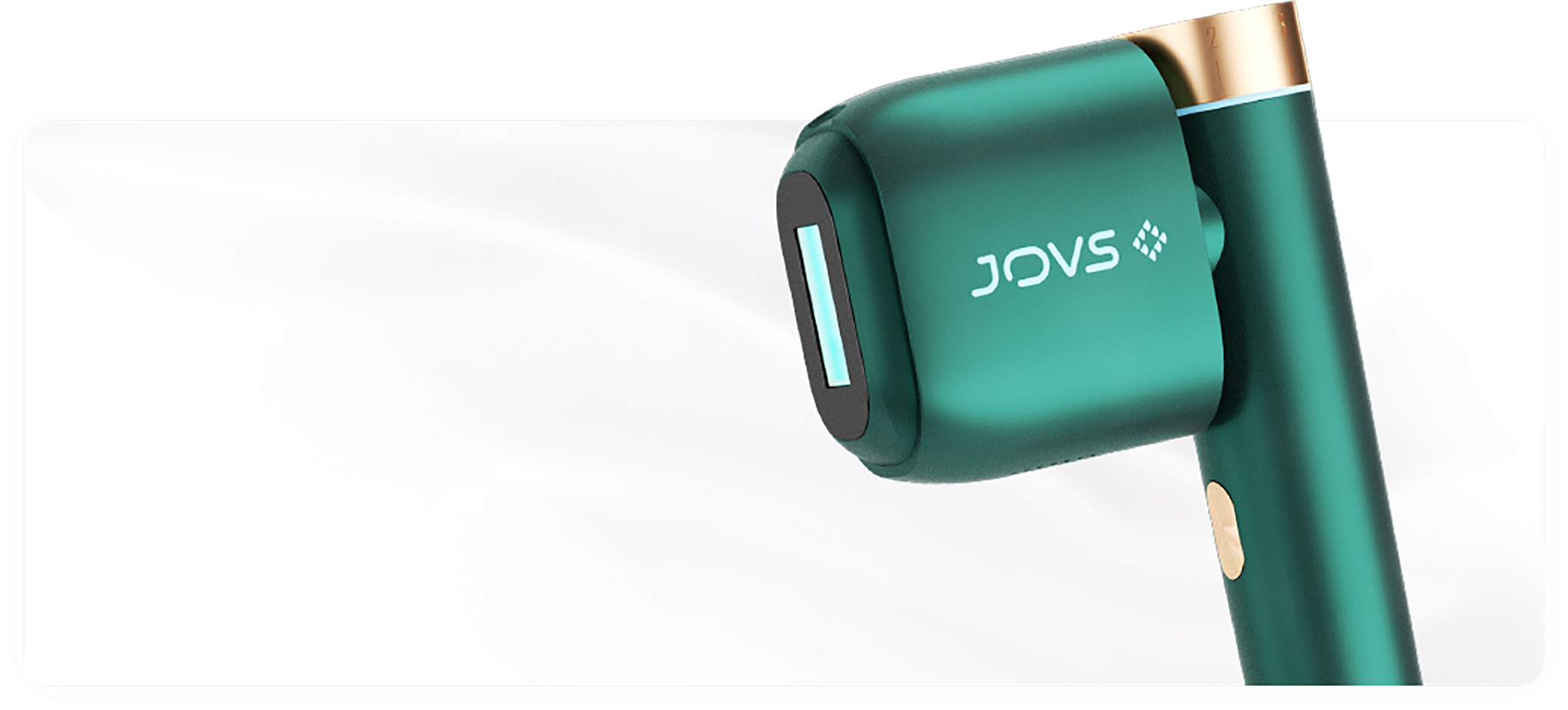 Sleek JOVS Venus Pro IPL Hair Removal Handset in Emerald Green with Gold Accents for Efficient At-Home Hair Reduction
