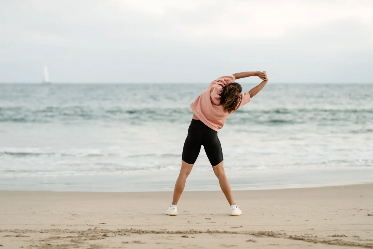 a woman stretch