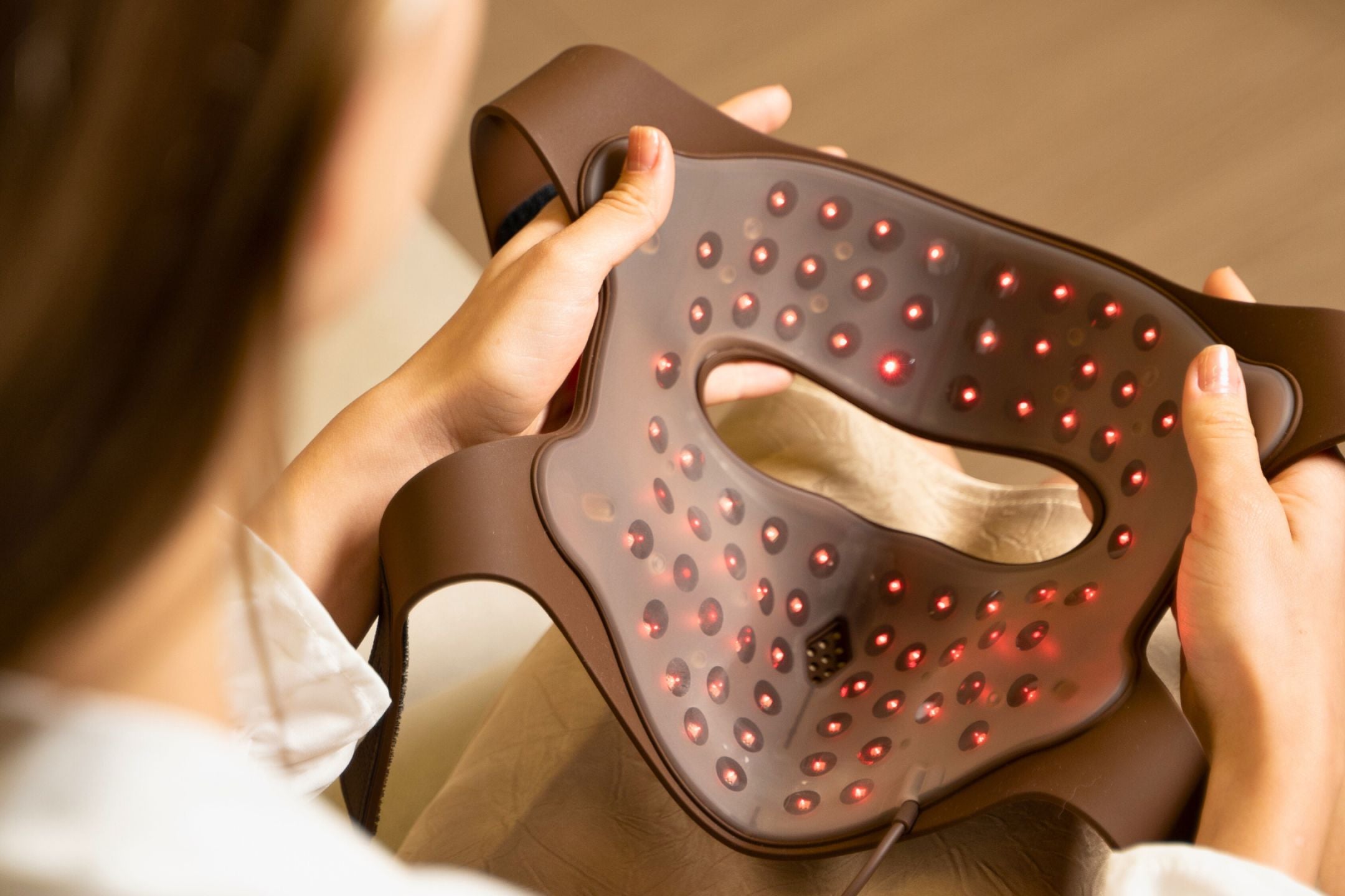 you can receive red light therapy with a laser mask