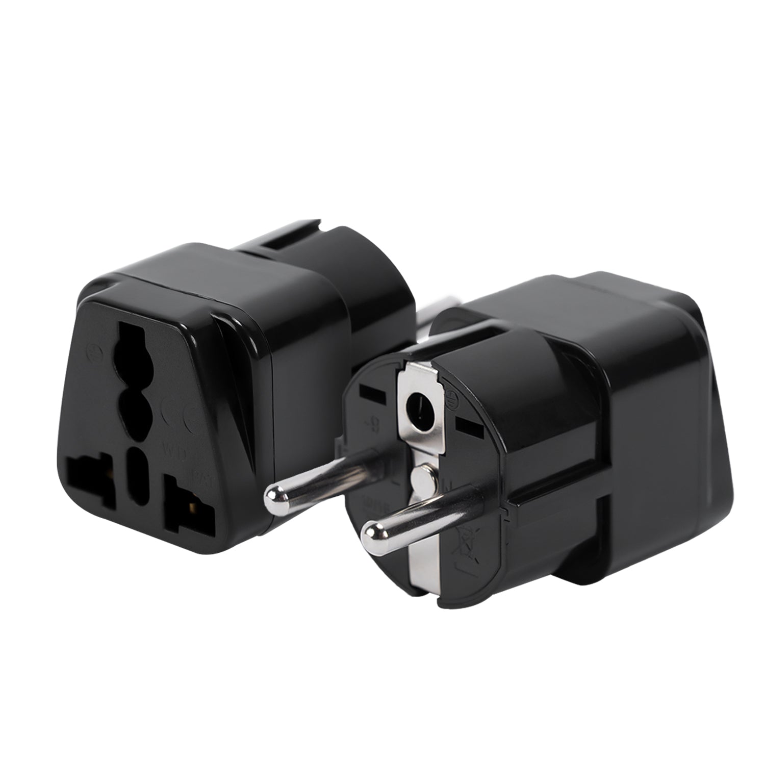 JOVS Black USA to Switzerland Adapter Plug for Secure Electrical Connectivity.