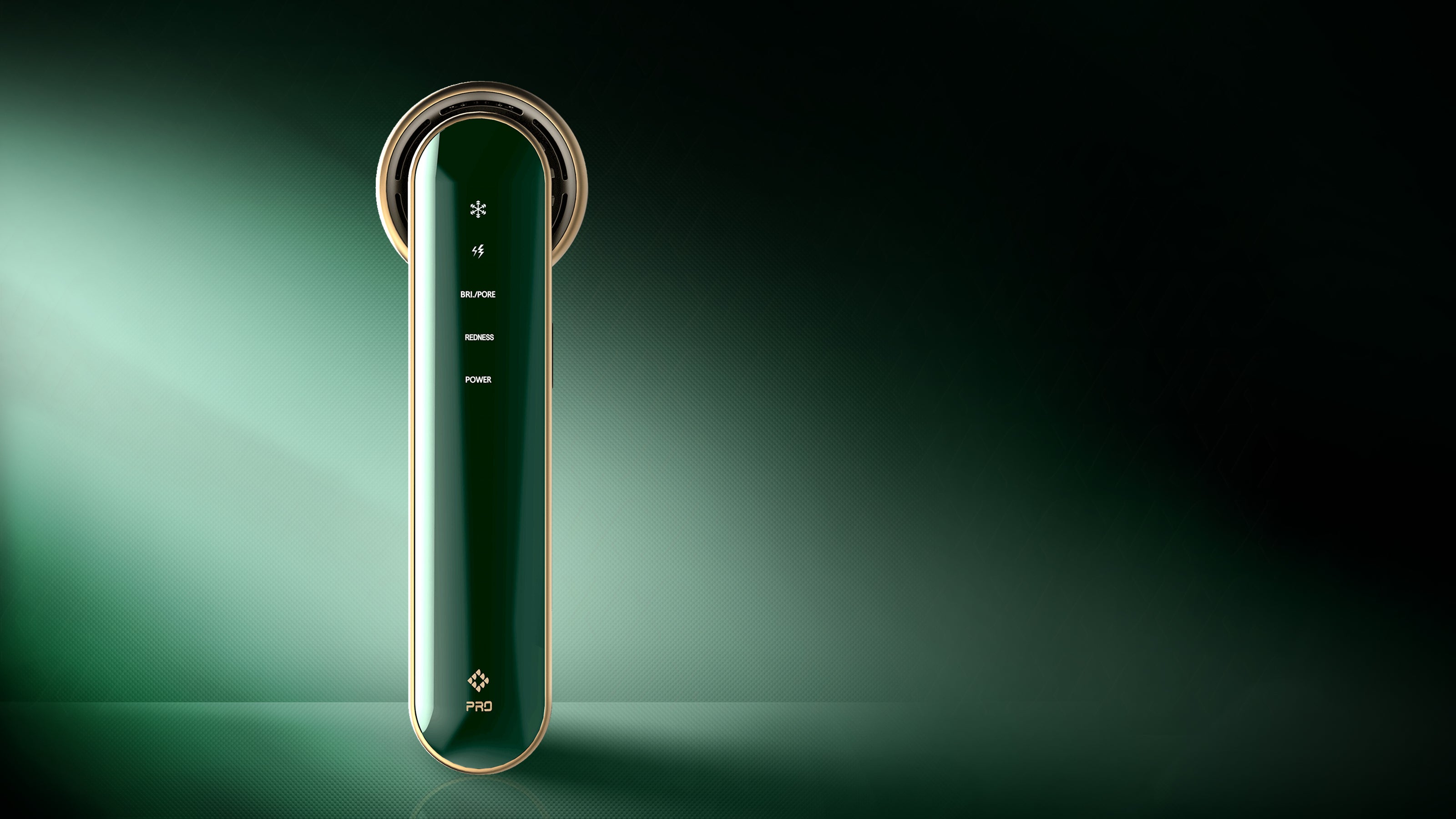 JOVS Blacken PRO DPL Photofacial Skincare Device displayed against a gradient green backdrop, emphasizing its sleek design and innovative treatment modes.