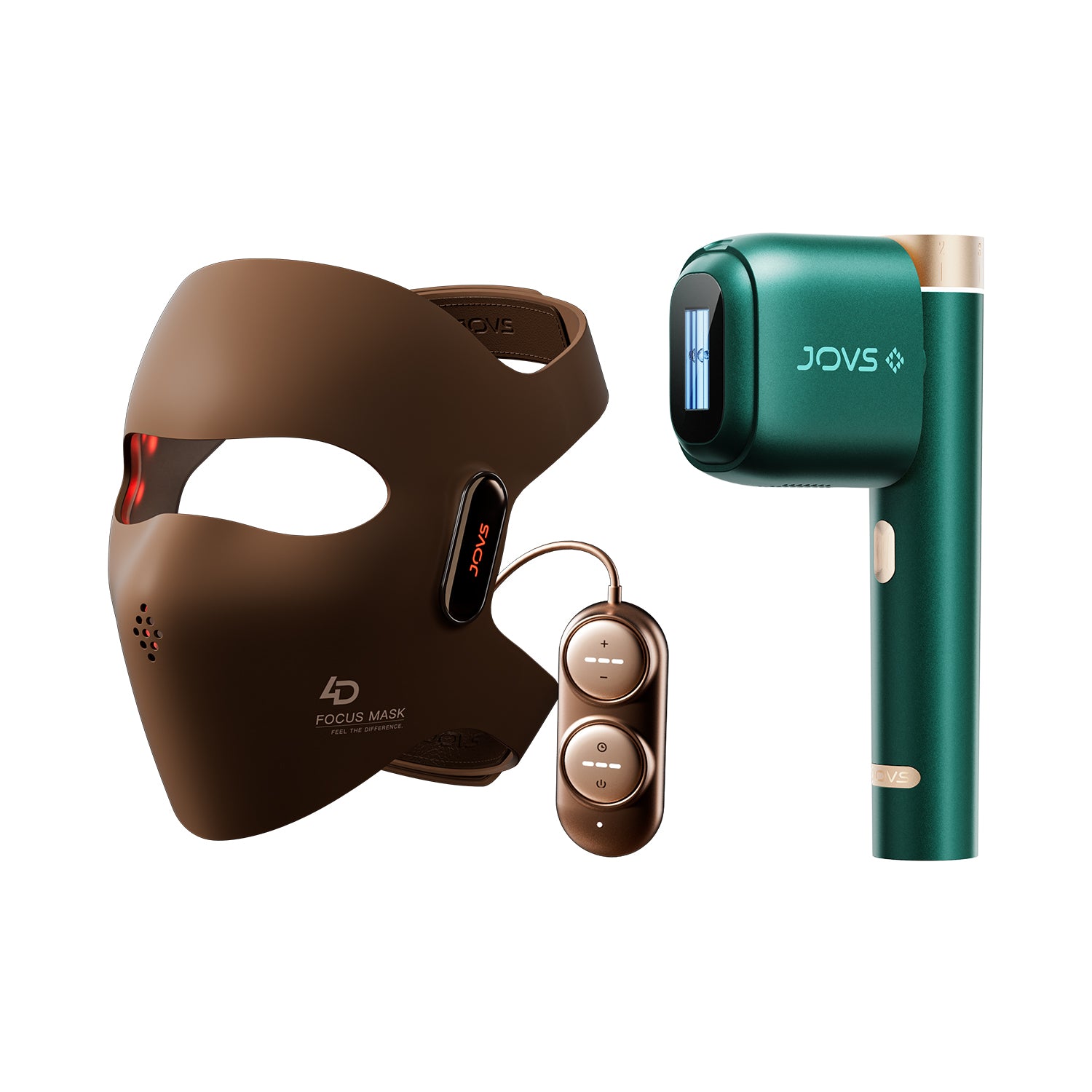 Combination set featuring JOVS Venus Pro II IPL device and JOVS 4D Laser Mask for comprehensive skincare.