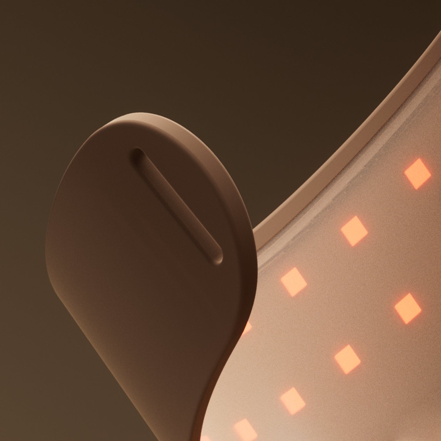 Close-up of JOVS LED Neck & Chest Mask with red light therapy for anti-aging. Made of food-grade silicone and RoHS compliant.