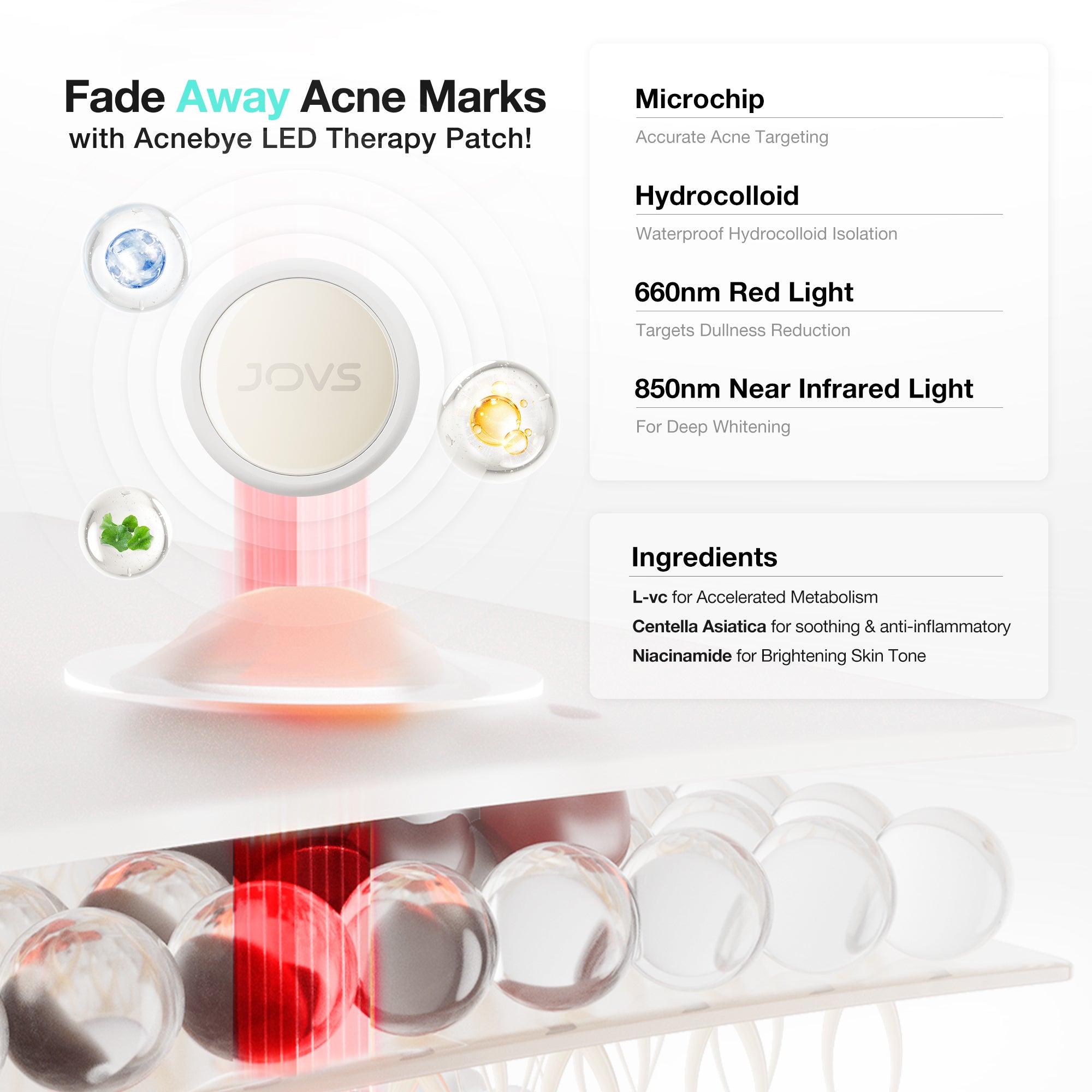 Explore JOVS Acnebye LED Therapy Patch for fading acne marks with light therapy technology for deep skin care.