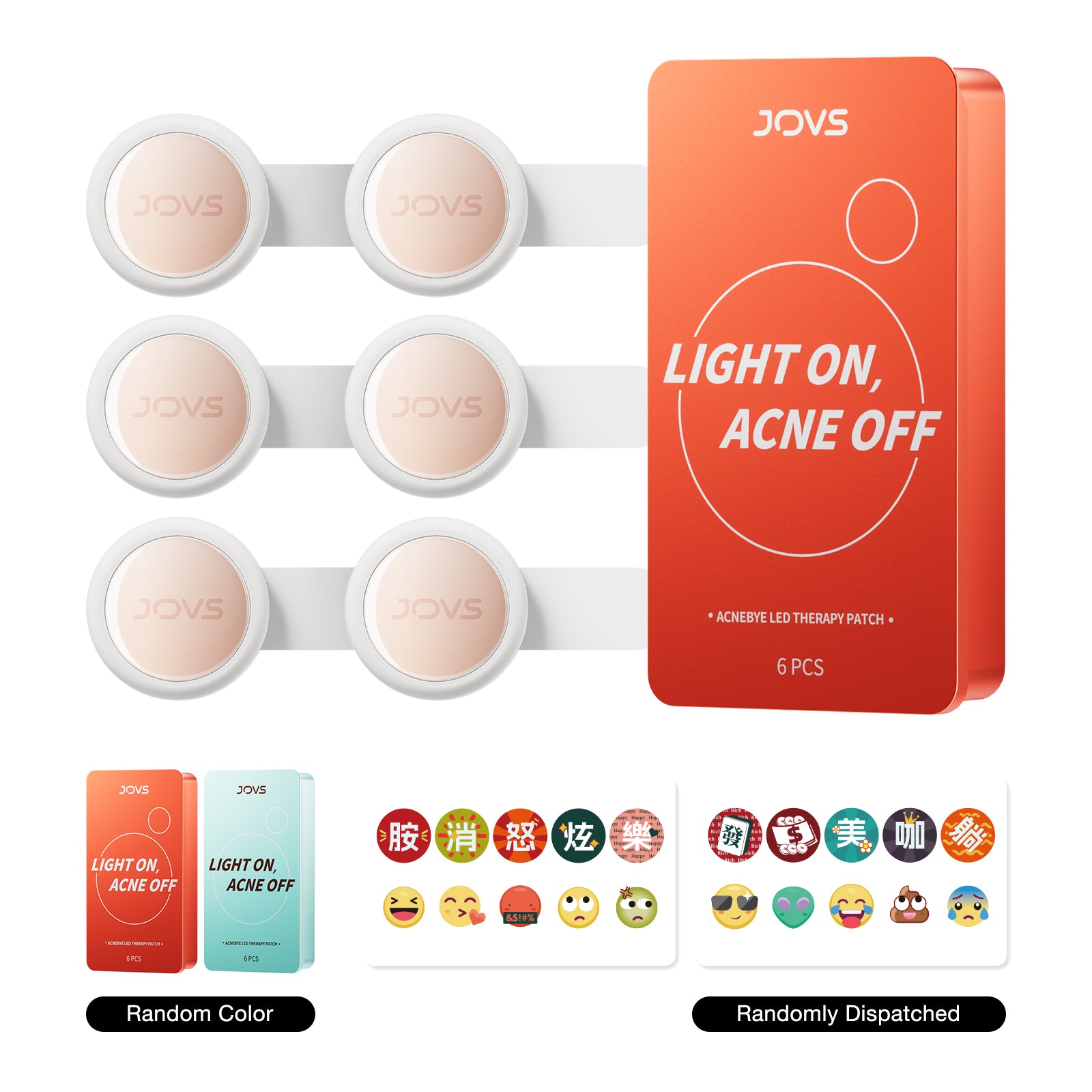 JOVS Acnebye LED Therapy Patch with six discs red packaging for effective acne treatment.