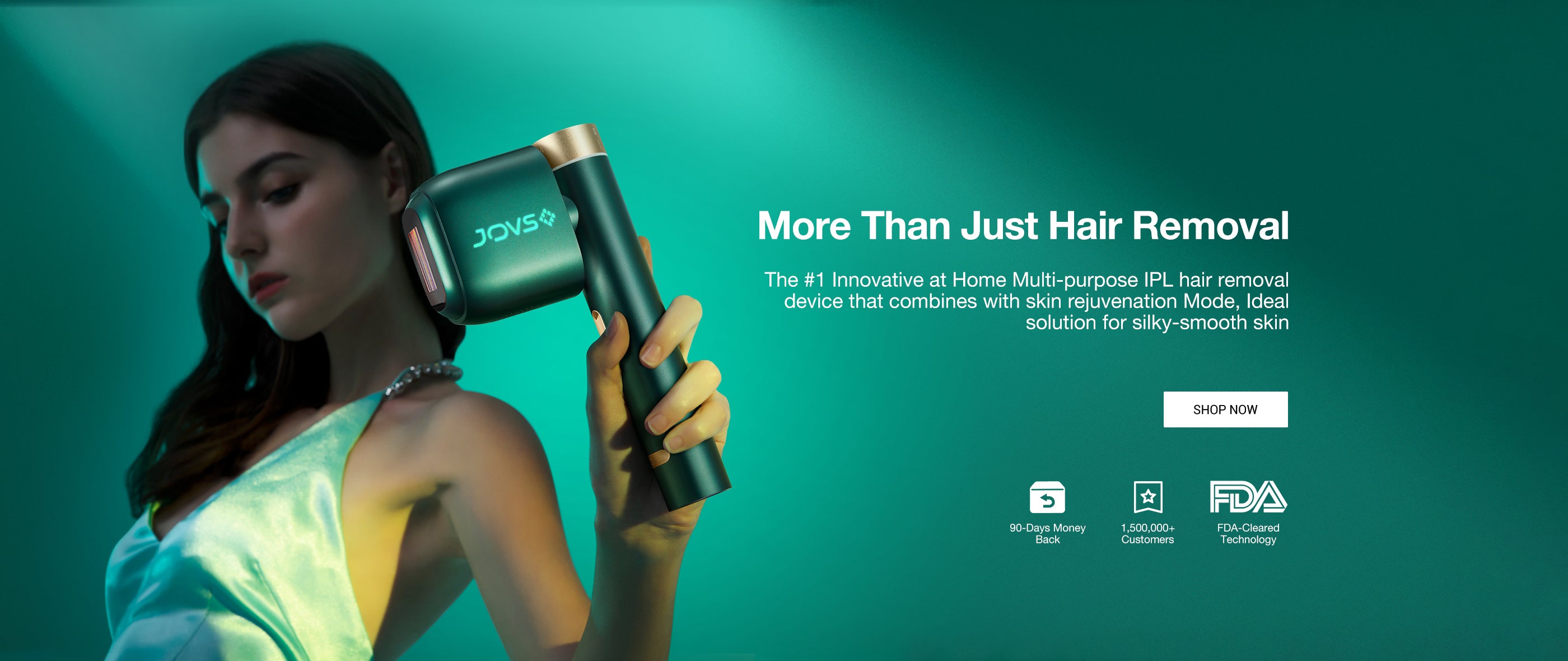 JOVS Venus Pro II IPL Hair Removal Device with skin rejuvenation mode for the perfect at-home solution to smooth skin.