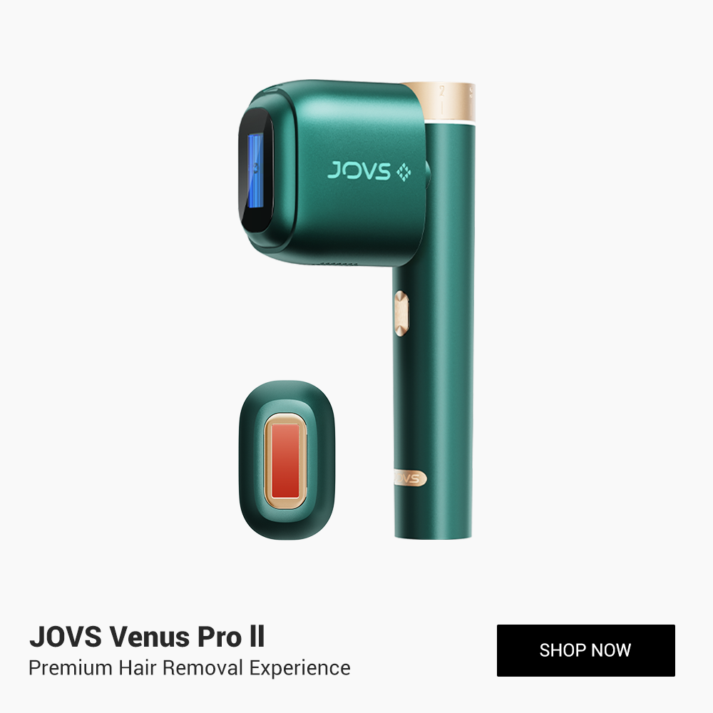 The JOVS Venus Pro II, a premium hair removal device in elegant emerald, designed for an efficient and comfortable hair removal experience.