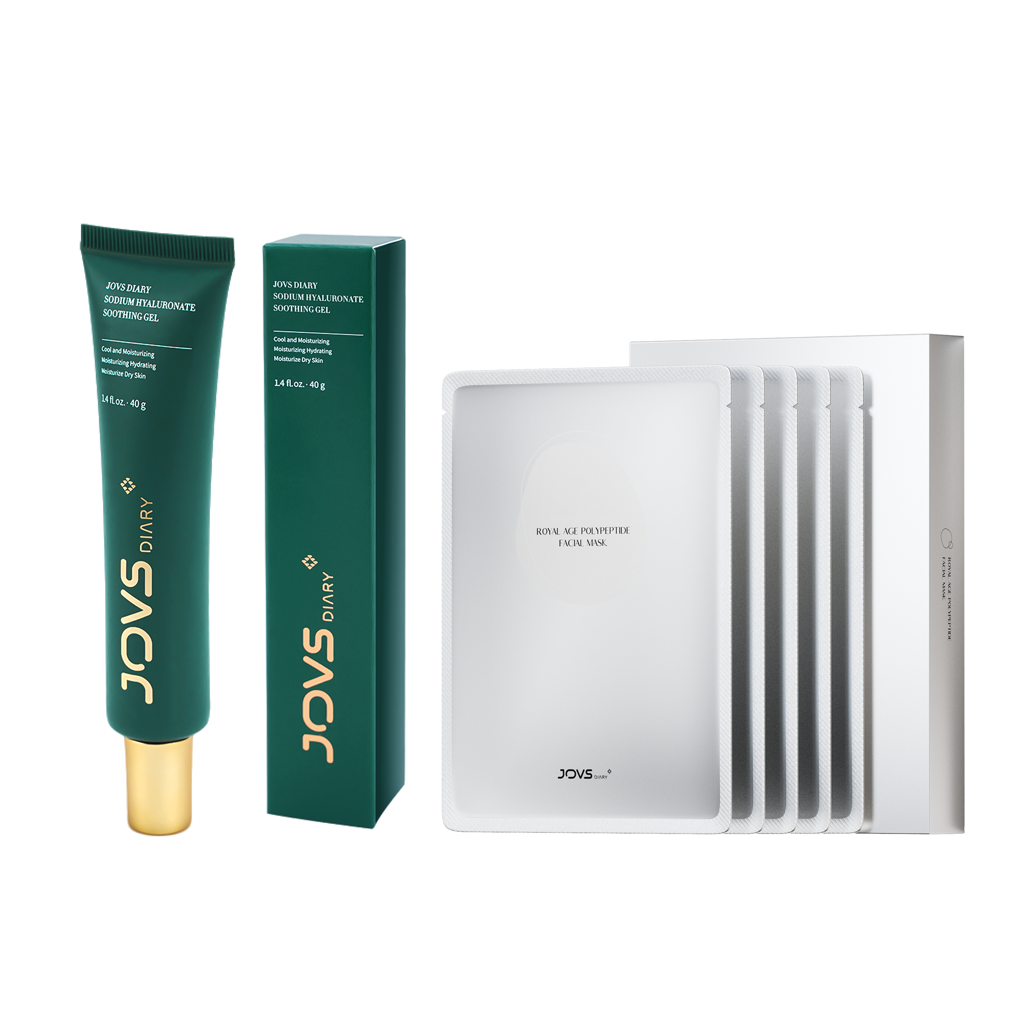 JOVS DIARY Moisturizing and Nourishing Skin Care Kits with Soothing Gel and Polypeptide Facial Mask.