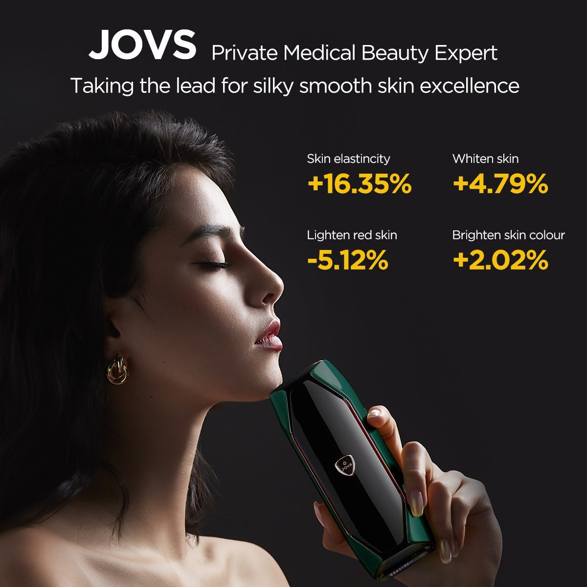 JOVS X™ 3-in-1 Hair Removal Handset enhancing skin elasticity and tone, perfect for hair removal and skin care for men and women.